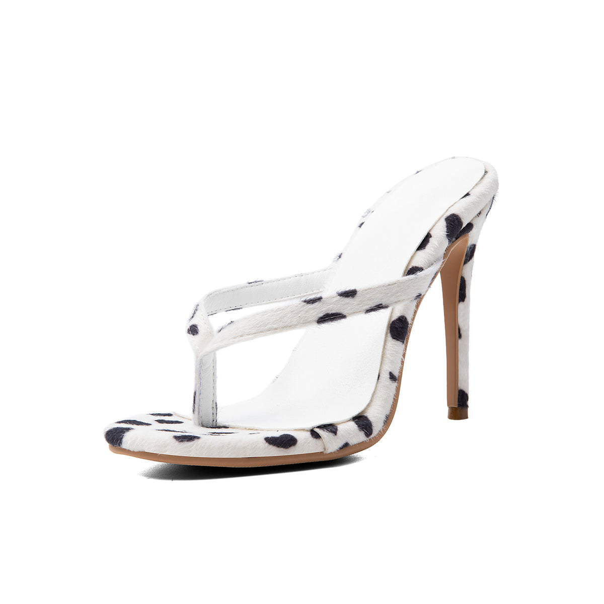 White Stiletto Sandals – Clip-Toe Runway High Heel Slide Mules