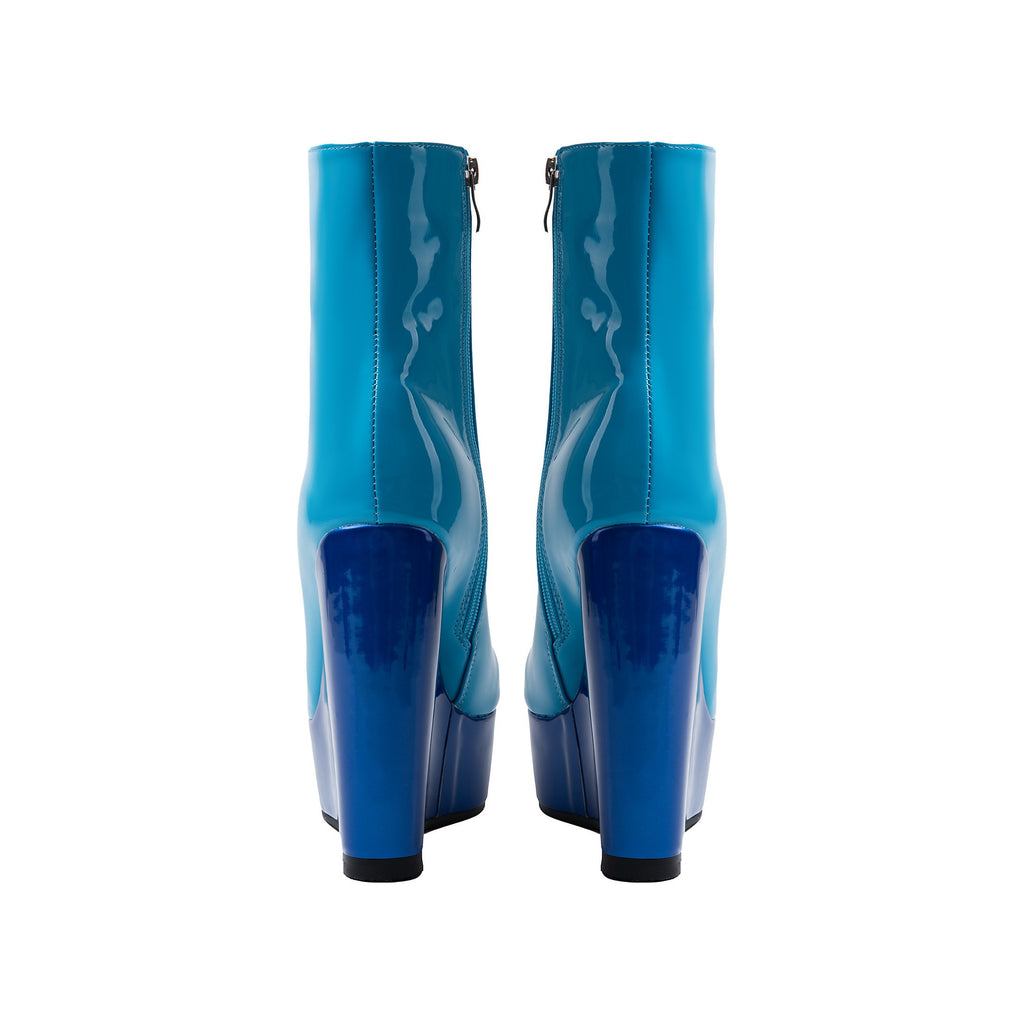 Women's Platform Wedge Ankle Boots – Bold Blue High Heel Booties