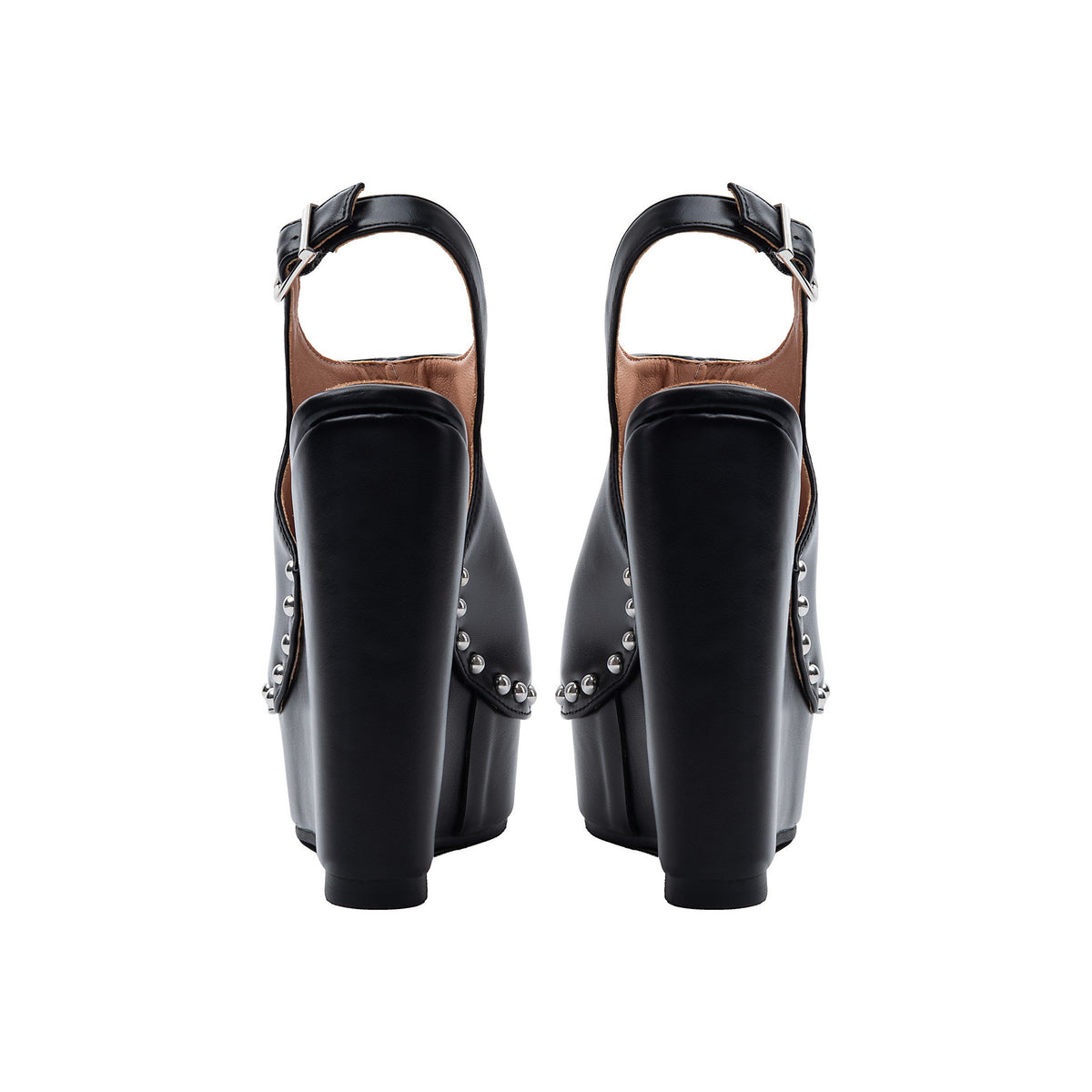 Black One-Strap Platform Wedge Sandals – Peep-Toe Evening High Heels