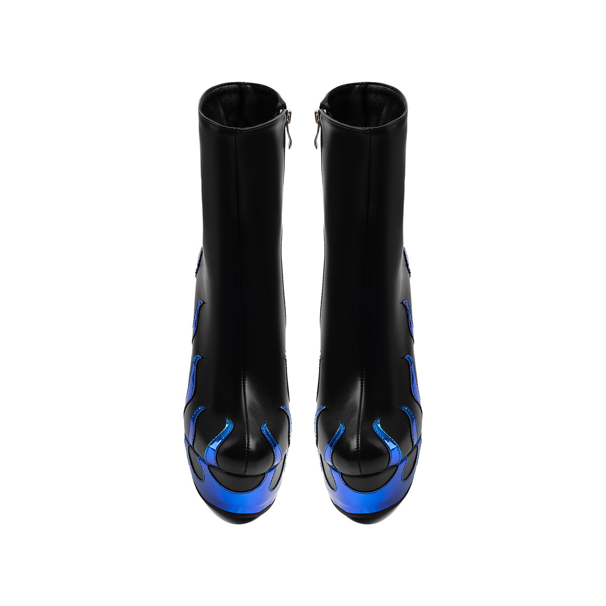Gothic Flame Sculpted Wedge Ankle Boots – Platform Punk High Heel Booties