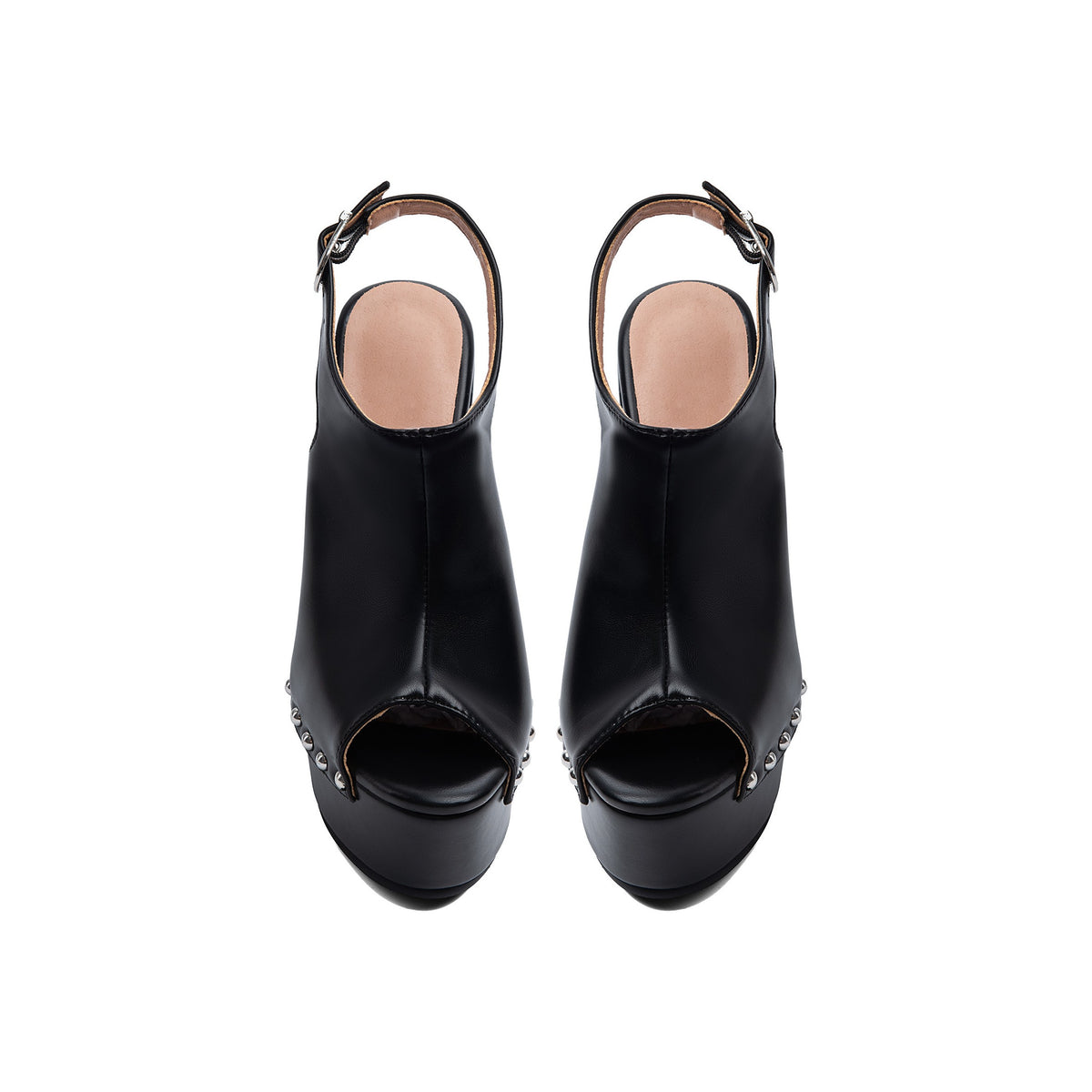Black One-Strap Platform Wedge Sandals – Peep-Toe Evening High Heels