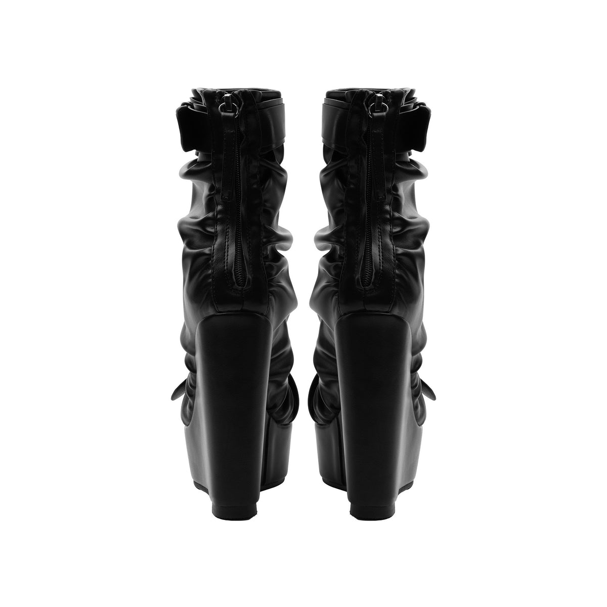 Gothic Multi-Buckle Platform Wedge Ankle Boots – Black Punk High Heel Booties