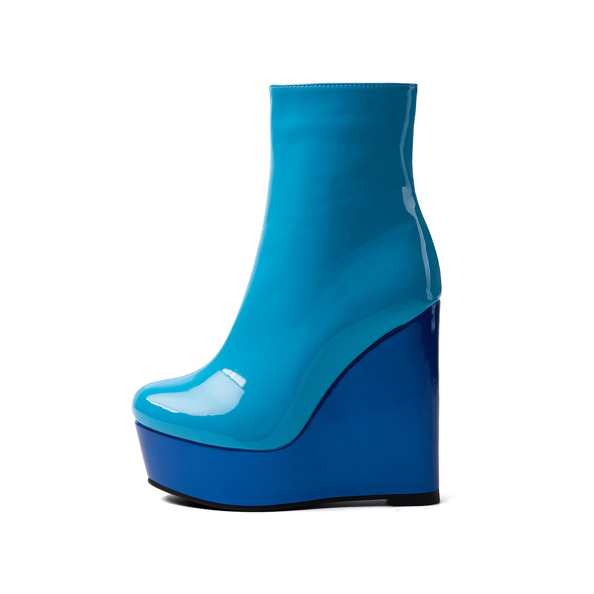Women's Platform Wedge Ankle Boots – Bold Blue High Heel Booties