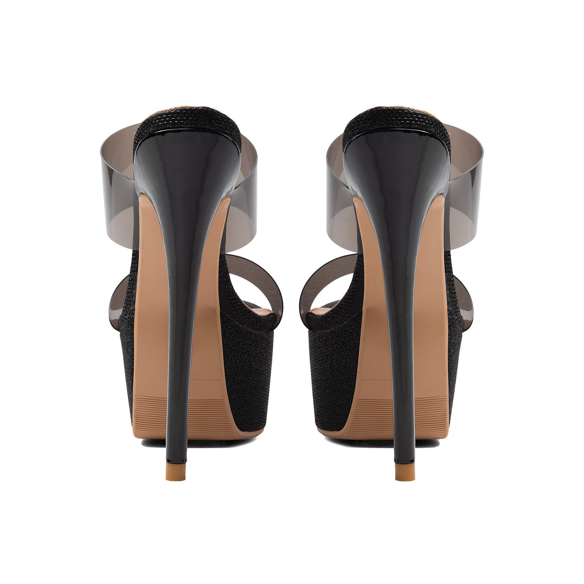 Clear PVC Platform Stiletto Sandals – Black High Heel Party Mules