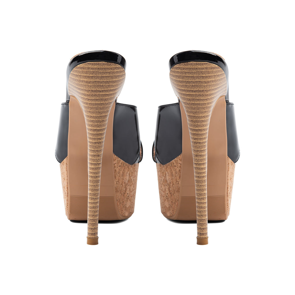 Sky-High Platform Stiletto Sandals – Black Peep-Toe Runway High Heels