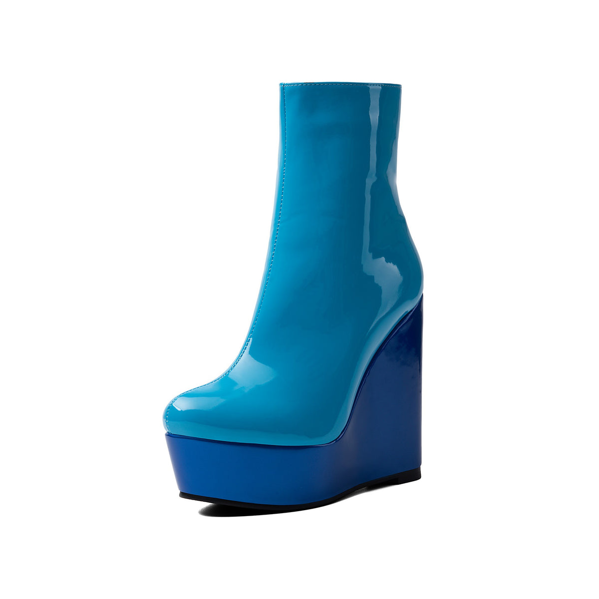 Women's Platform Wedge Ankle Boots – Bold Blue High Heel Booties