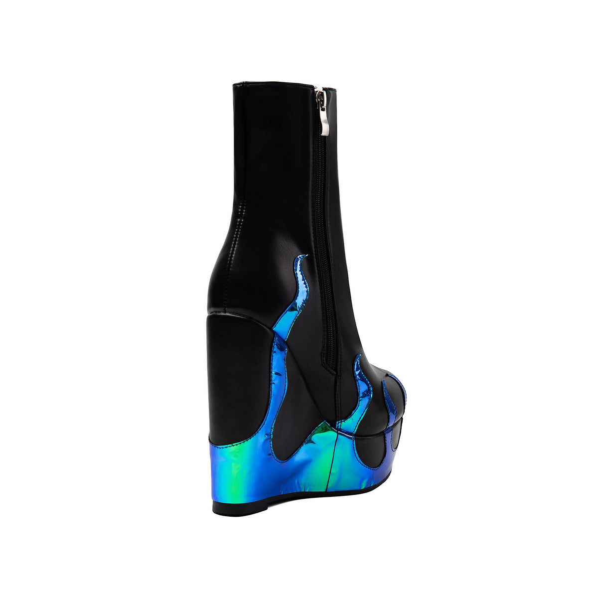 Gothic Flame Sculpted Wedge Ankle Boots – Platform Punk High Heel Booties