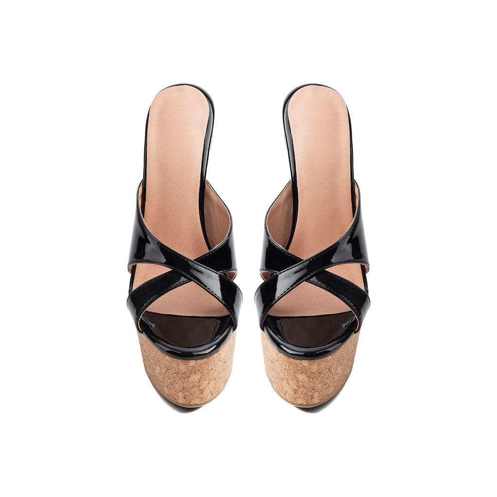 Sky-High Platform Stiletto Sandals – Black Peep-Toe Runway High Heels