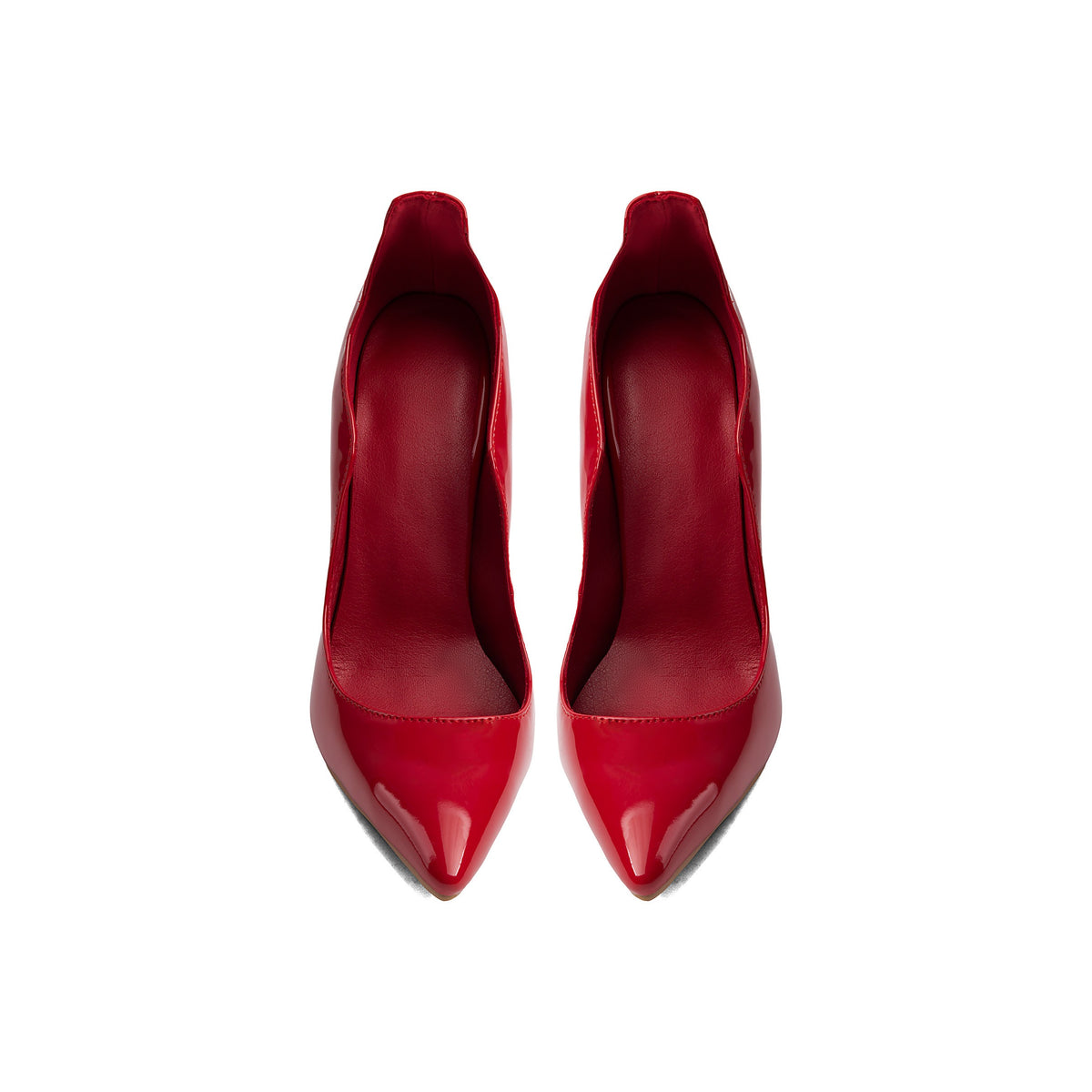 Cherry Red Patent Wavy Pointed-Toe Pumps – Stiletto High Heel Shoes