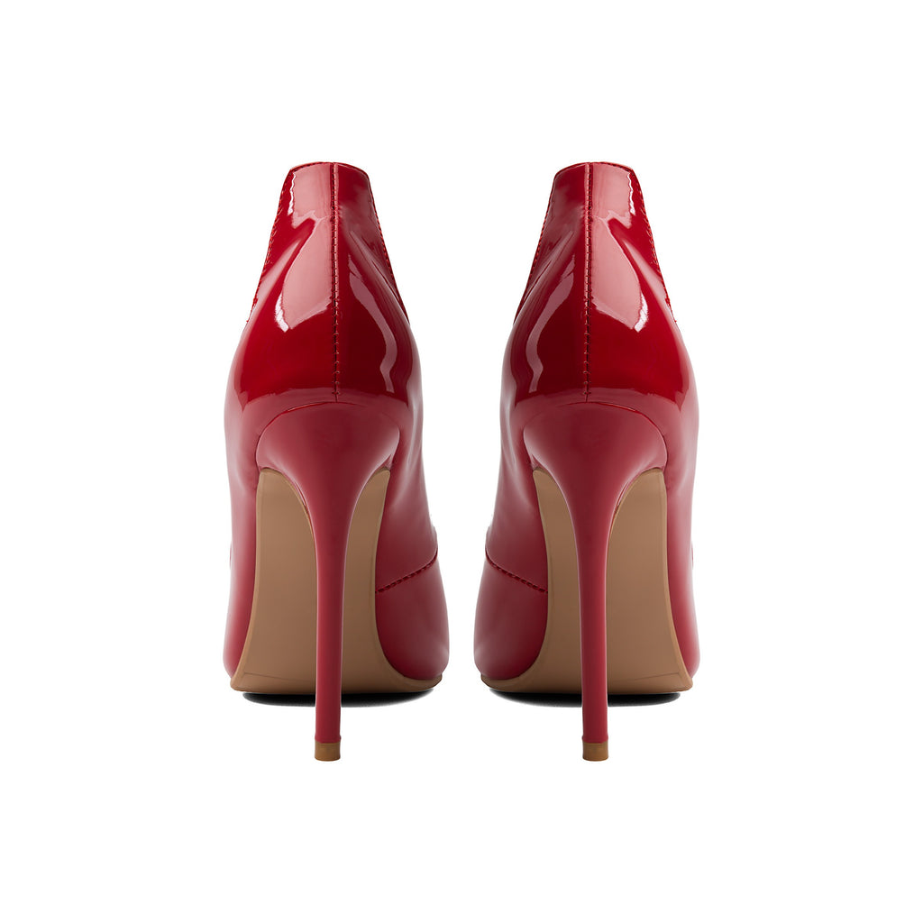 Cherry Red Patent Wavy Pointed-Toe Pumps – Stiletto High Heel Shoes