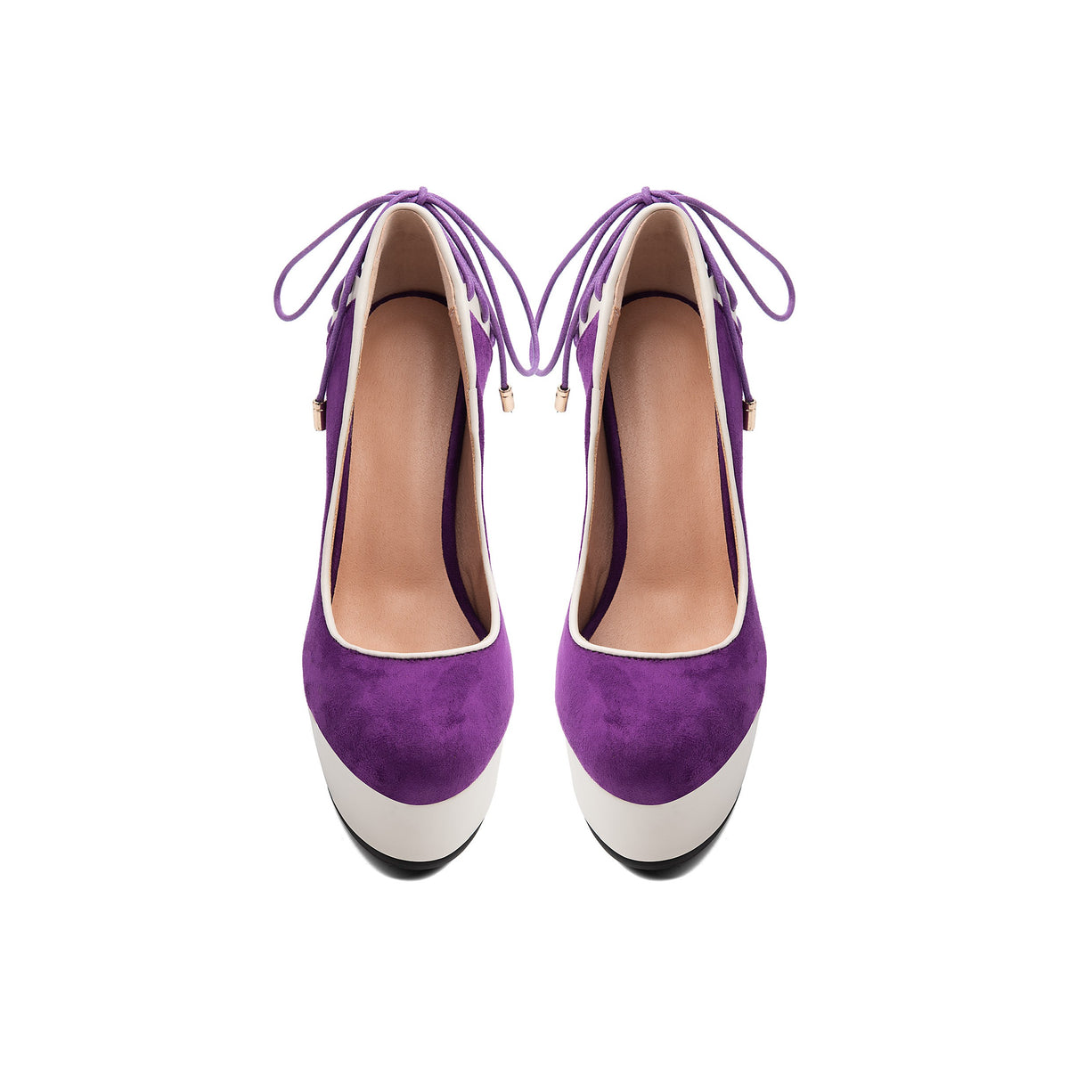 Purple Suede Corset Wedge Pumps – Platform High Heel Shoes