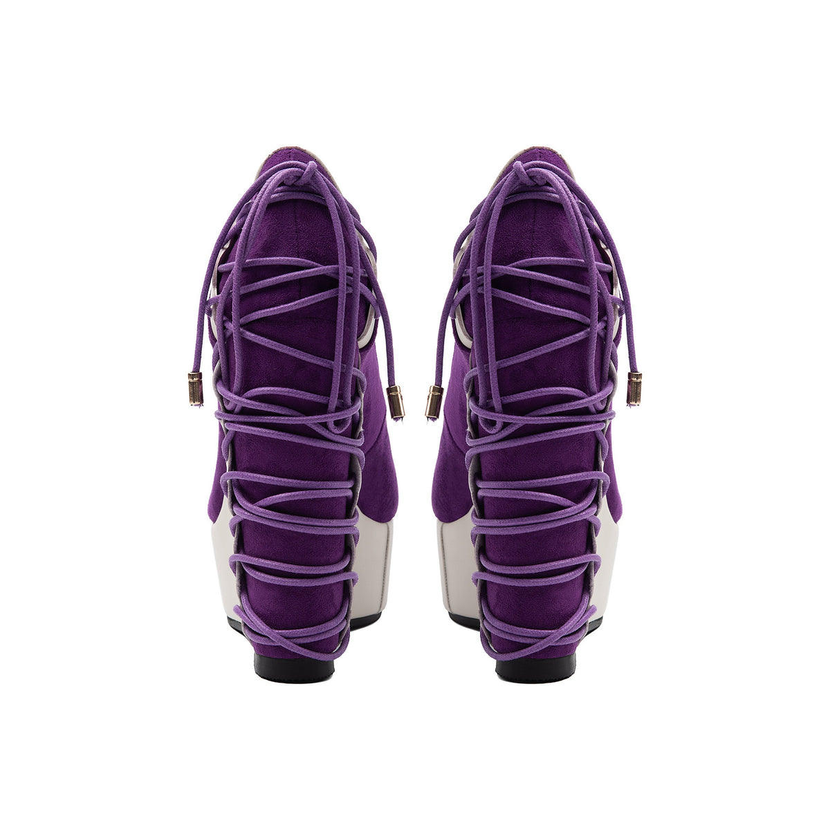 Purple Suede Corset Wedge Pumps – Platform High Heel Shoes