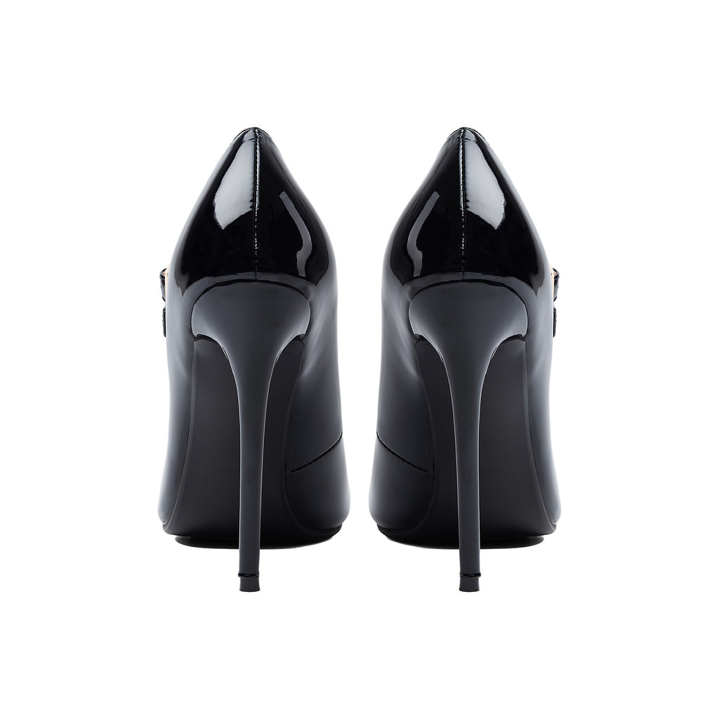 Black Patent Pointed-Toe Mary Janes – Stiletto High Heel Pumps