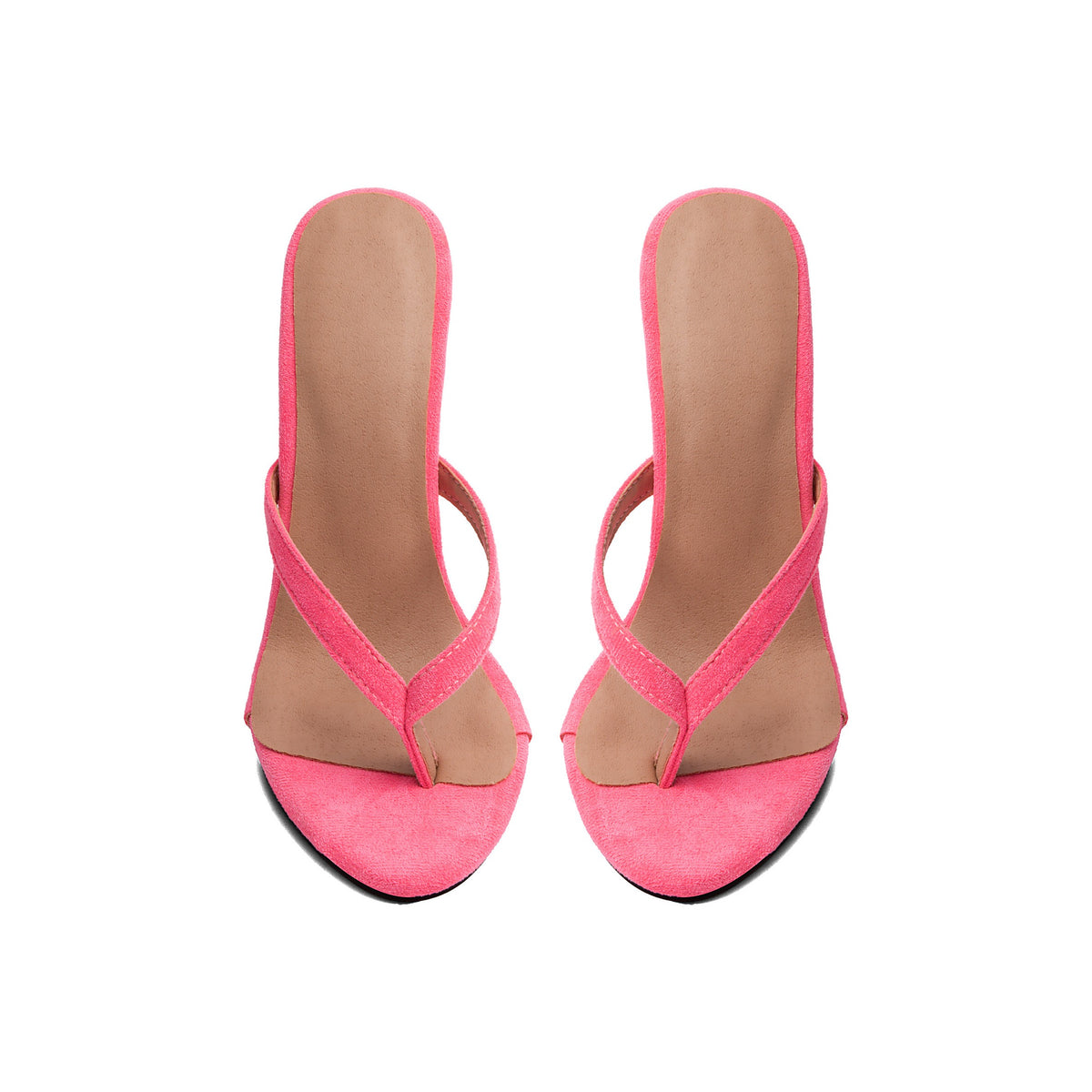 Women's  Wedge Sandals –  Pink Peep-Toe High Heel Mules