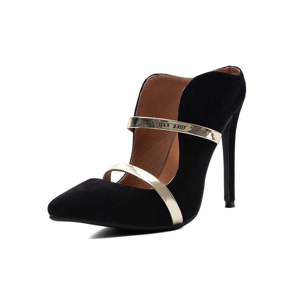 Pointed-Toe Stiletto Pumps – Black Suede Evening High Heels