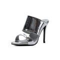 Metallic Silver Strappy Stiletto High Heel Mules – Party Pumps