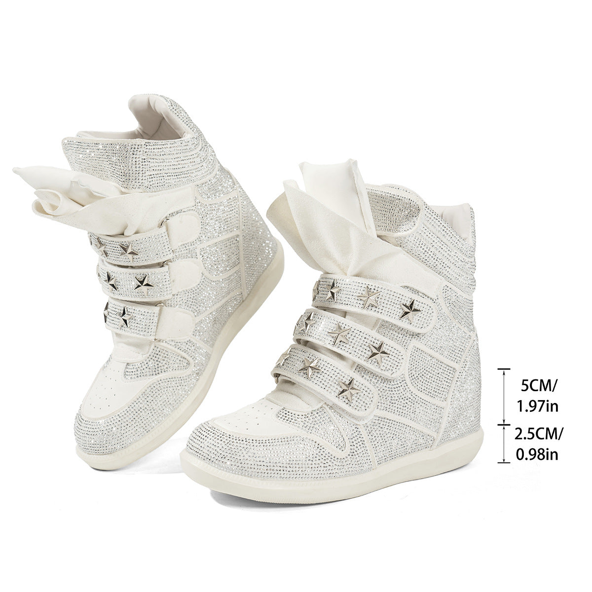 Rhinestone Platform Wedge Sneakers – Sparkly Glitter Wedge Boots