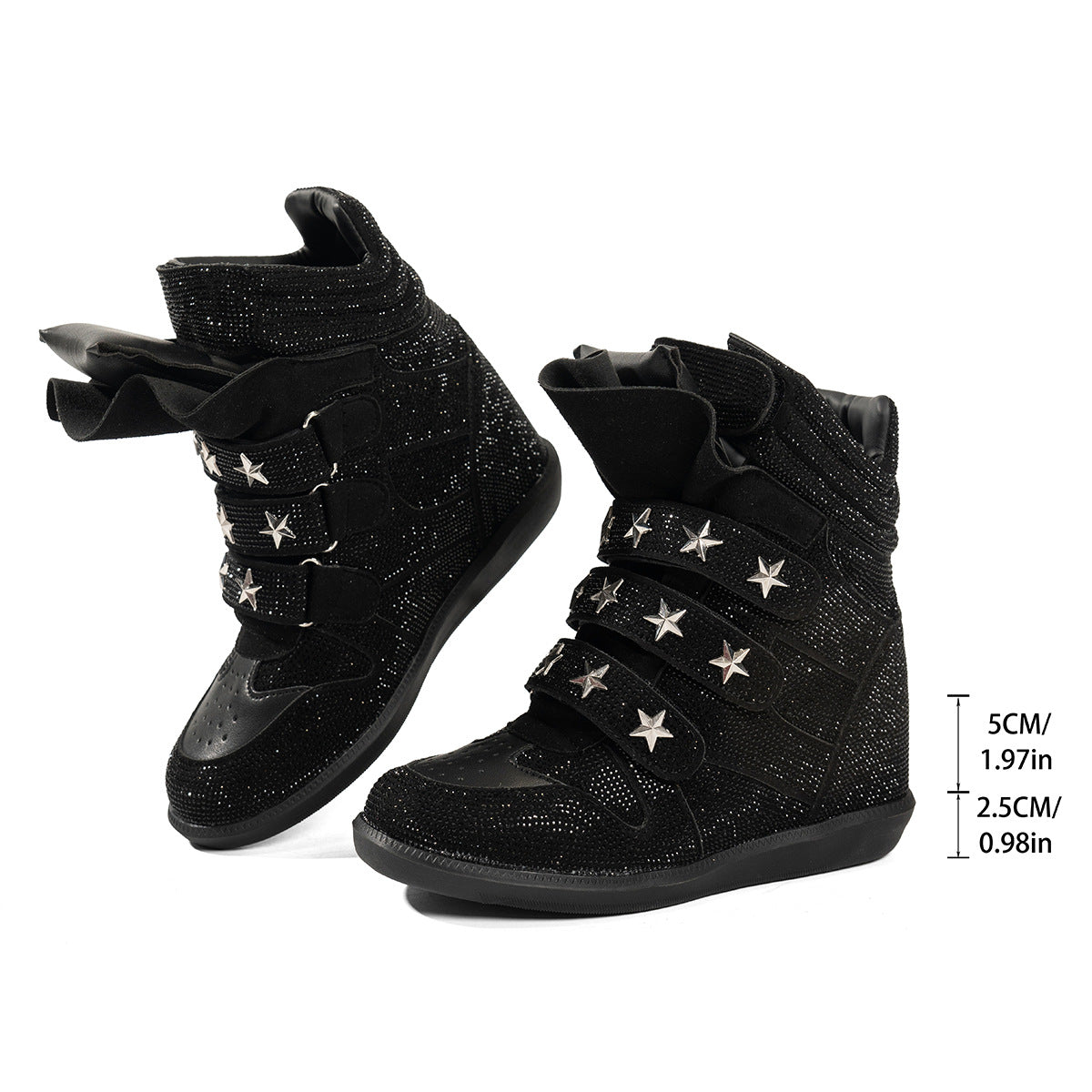 Rhinestone Platform Wedge Sneakers – Sparkly Glitter Wedge Boots