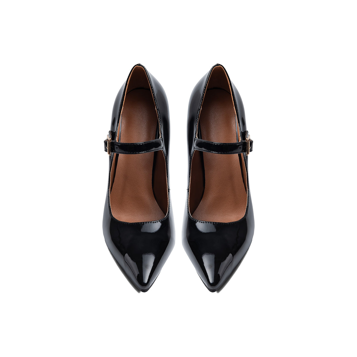 Black Patent Pointed-Toe Mary Janes – Stiletto High Heel Pumps