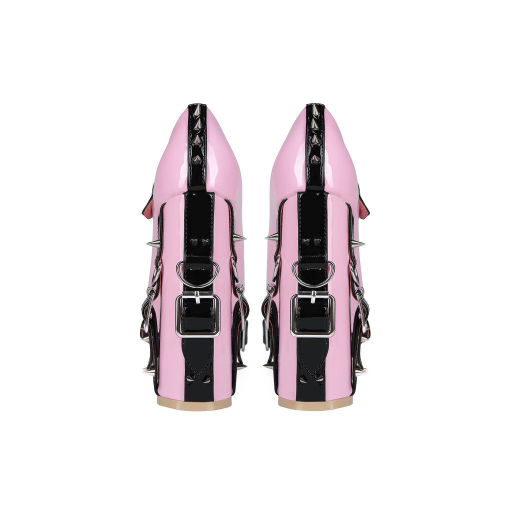 Pink Punk Spiked Platform Mary Janes – Chunky High Heel Pumps