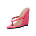 Women's  Wedge Sandals –  Pink Peep-Toe High Heel Mules