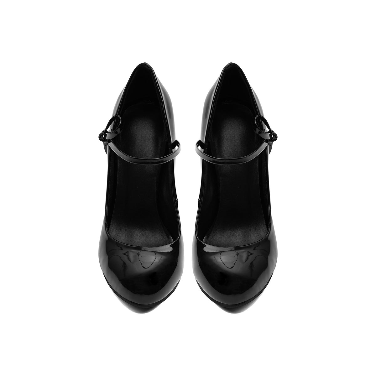 Black Patent Bow Mary Janes – Chunky Block High Heel Pumps