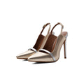 Metallic Two-Tone Pointed-Toe Slingback Pumps – Stiletto High Heels
